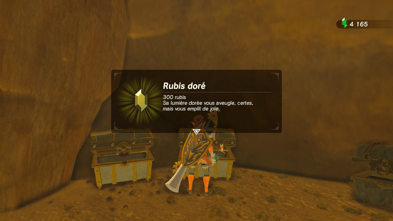 a golden rupee at Gerudo Canyon Breath of the Wild