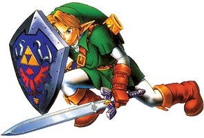 Link raising his shield Ocarina of Time