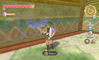 Link in front of a Goddess wall