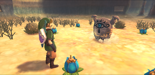 Link in front of a Gossip Stone